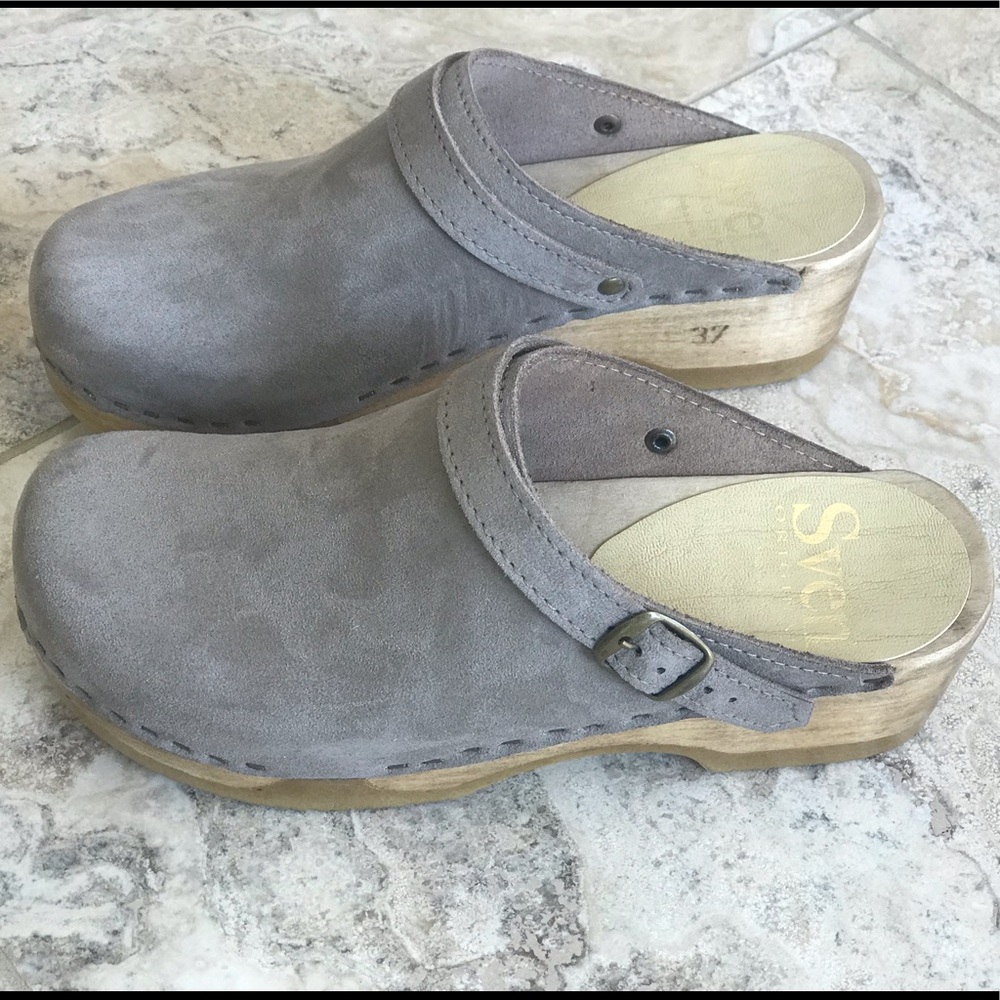 Sven clogs wooden sole nubuck upper NIB 37